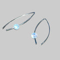 Rainbow Moonstone Crescent Bertoni Earrings - Sterling Silver