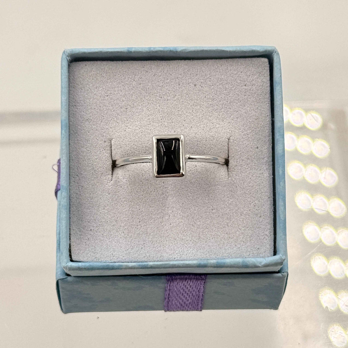 Dainty Black Agate Ring