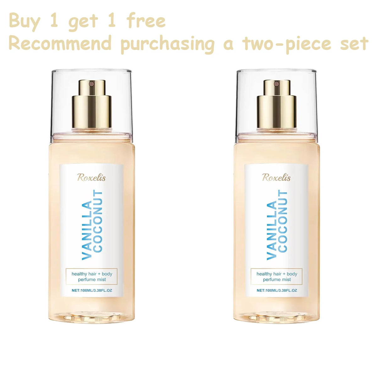 Vanilla Coconut Body Hair Mist - Long Lasting Fresh Romantic Fragrance, Travel Size Portable Spray Women Men Daily & Dating Use
