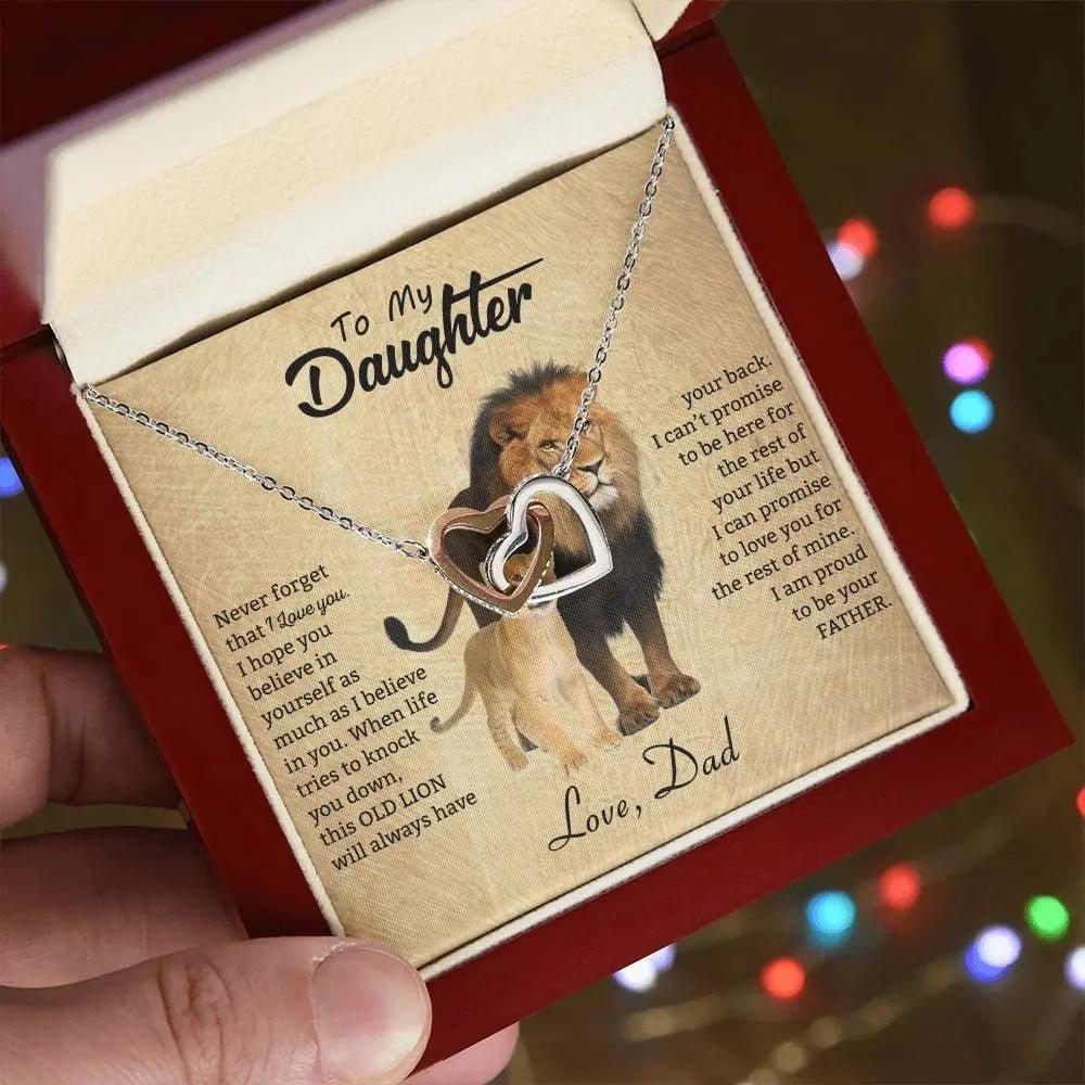 To My Daughter Necklace from Dad - Never forget that I love You, Lion Necklace