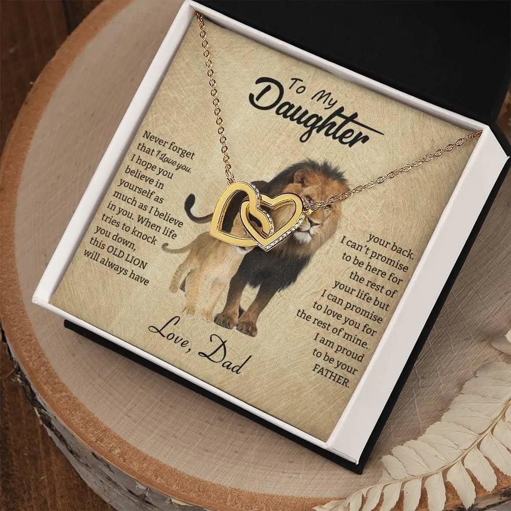 To My Daughter Necklace from Dad - Never forget that I love You, Lion Necklace